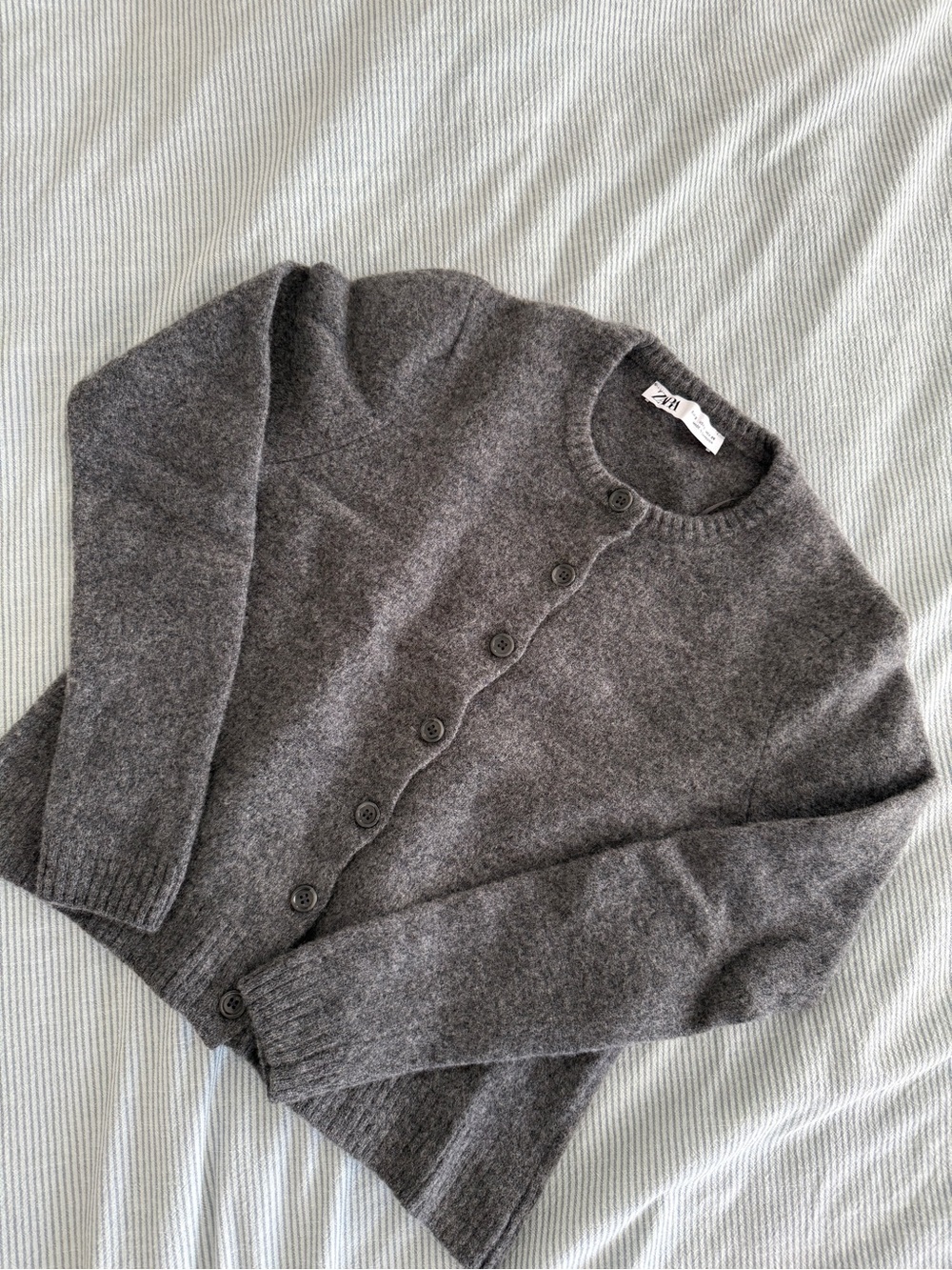 Zara 100% Wool Charcoal Grey Cardigan